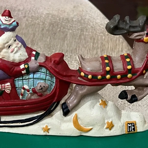 Mary Engelbreit Cast Iron Santa and Reindeer Double Stocking hanger New Vintage - Picture 2 of 10